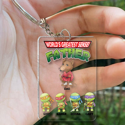 World's Greatest Sensei Father - Personalized Green Turtles Keychain