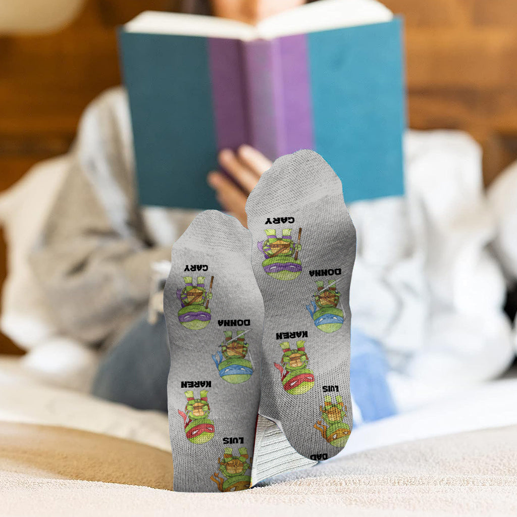 World's Greatest Sensei Father - Personalized Green Turtles Socks