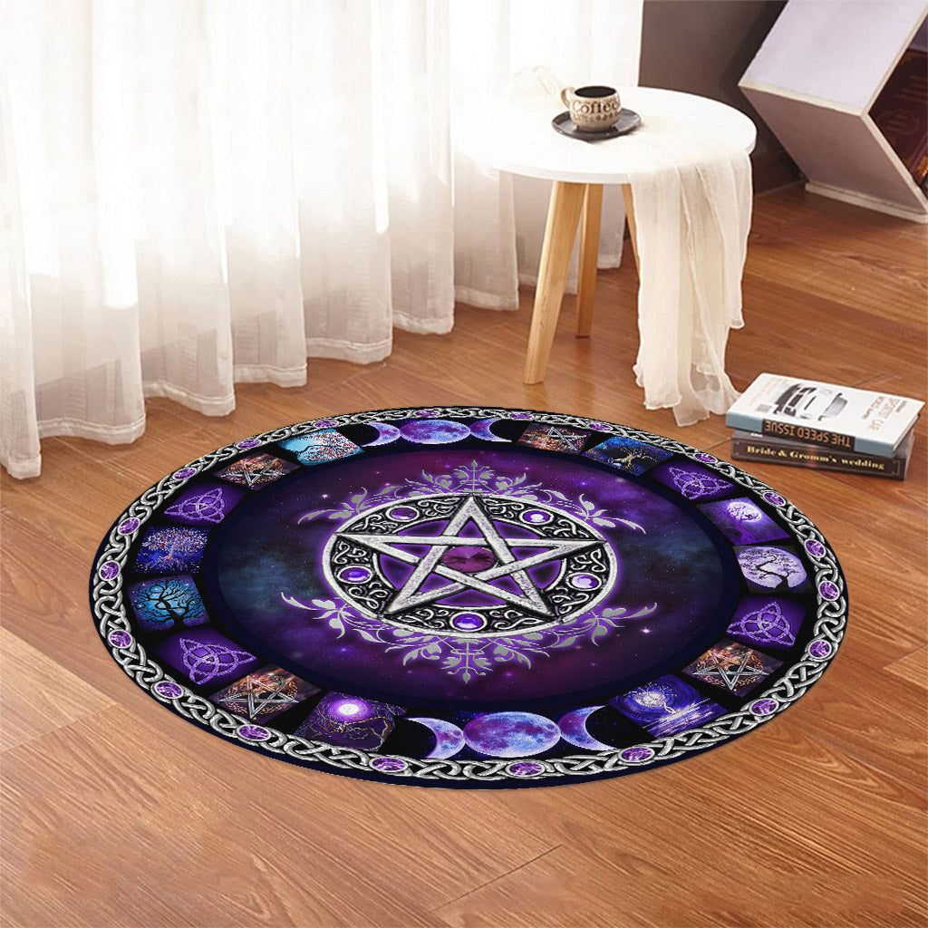 Witch Vibe Purple Pentacle - Witch Round Rug