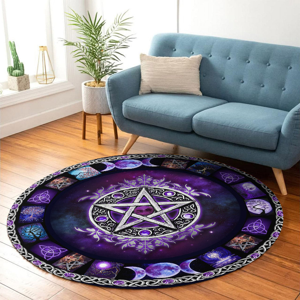 Witch Vibe Purple Pentacle - Witch Round Rug