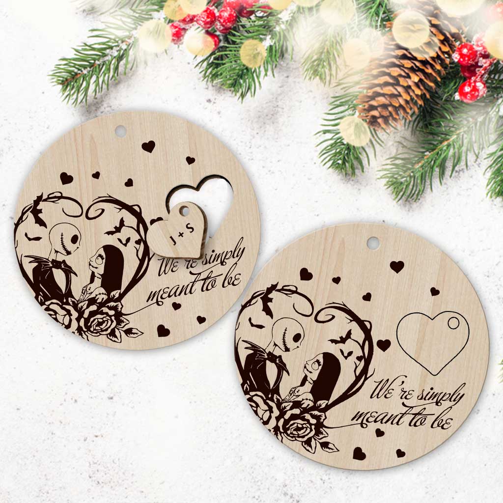 We're Simply Meant To Be - Personalized Christmas Nightmare Wooden Card Pop Out Ornament