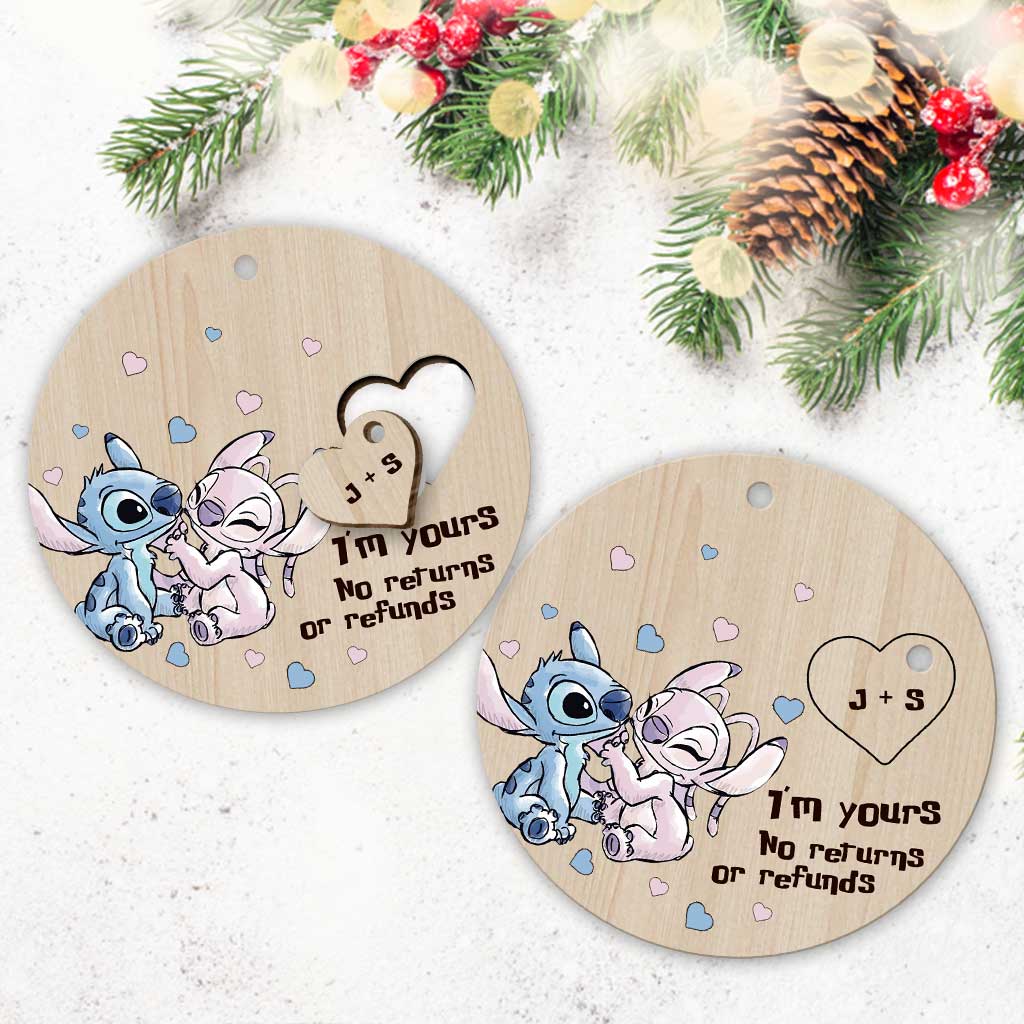 I'm Yours No Returns Or Refunds - Personalized Christmas Ohana Wooden Card Pop Out Ornament