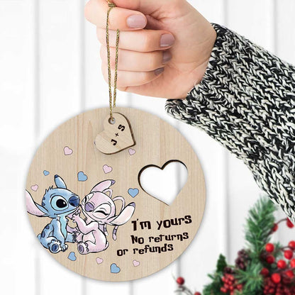 I'm Yours No Returns Or Refunds - Personalized Christmas Ohana Wooden Card Pop Out Ornament