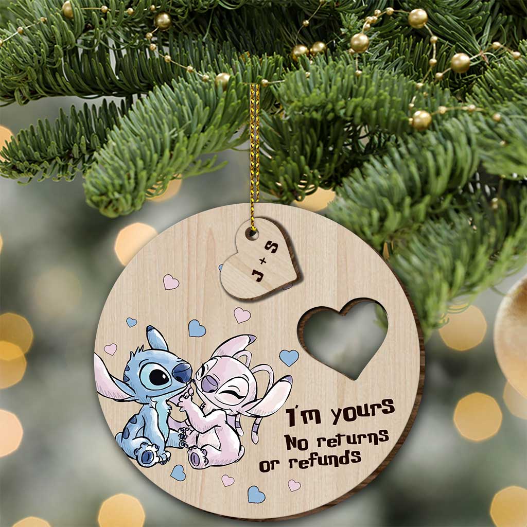 I'm Yours No Returns Or Refunds - Personalized Christmas Ohana Wooden Card Pop Out Ornament