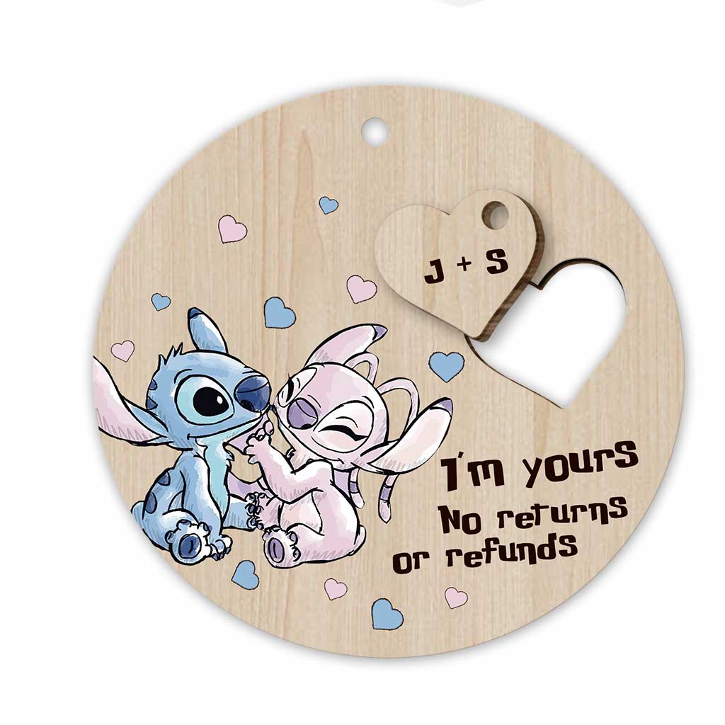 I'm Yours No Returns Or Refunds - Personalized Christmas Ohana Wooden Card Pop Out Ornament