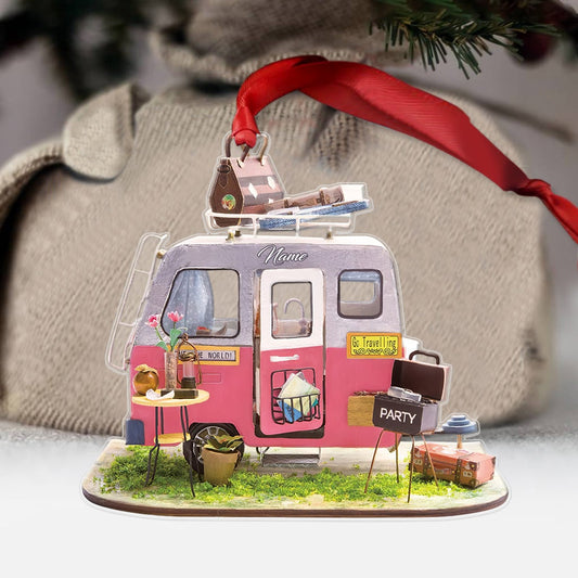 Happy Camper - Personalized Christmas Camping Transparent Ornament