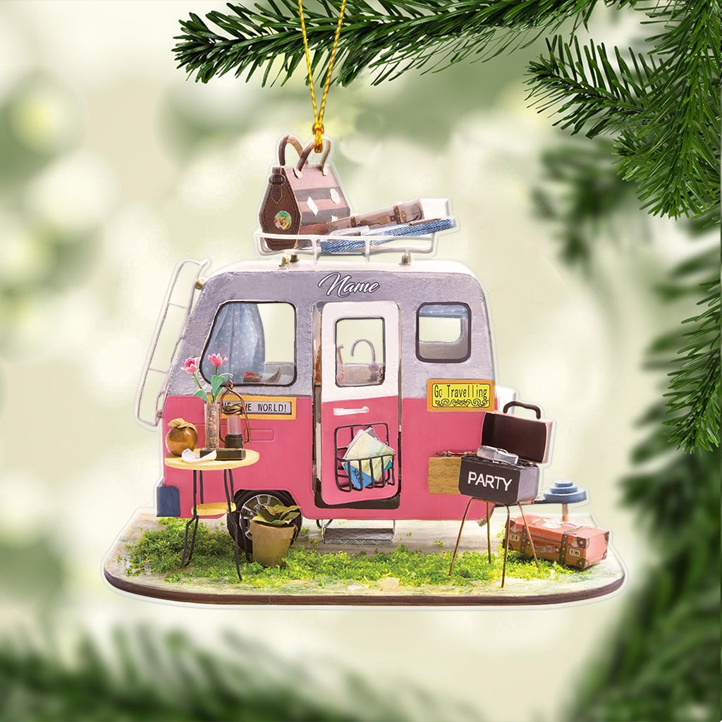 Happy Camper - Personalized Christmas Camping Transparent Ornament