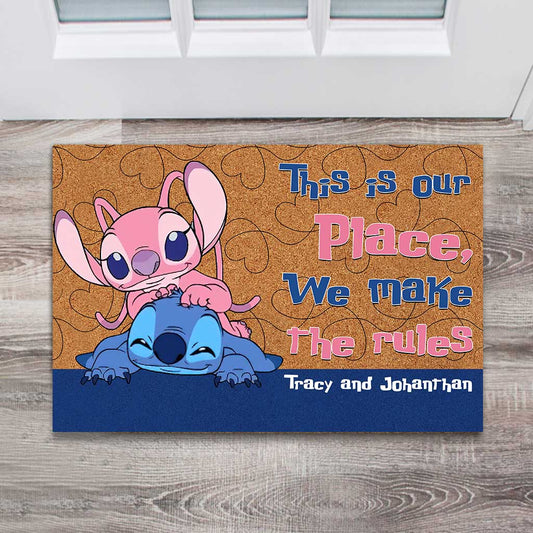 This Is Our Place - Personalized Couple Ohana Doormat