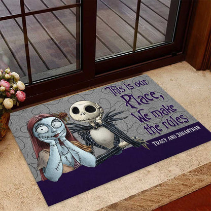 This Is Our Place - Personalized Couple Nightmare Doormat