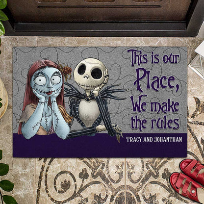 This Is Our Place - Personalized Couple Nightmare Doormat