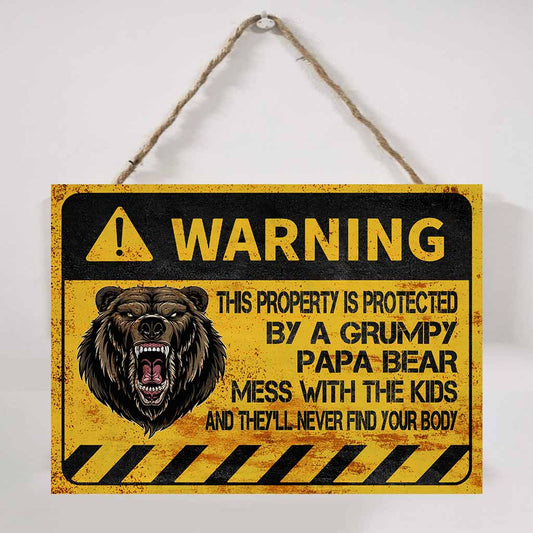 Warning Father's Day - Bear Rectangle Metal Sign