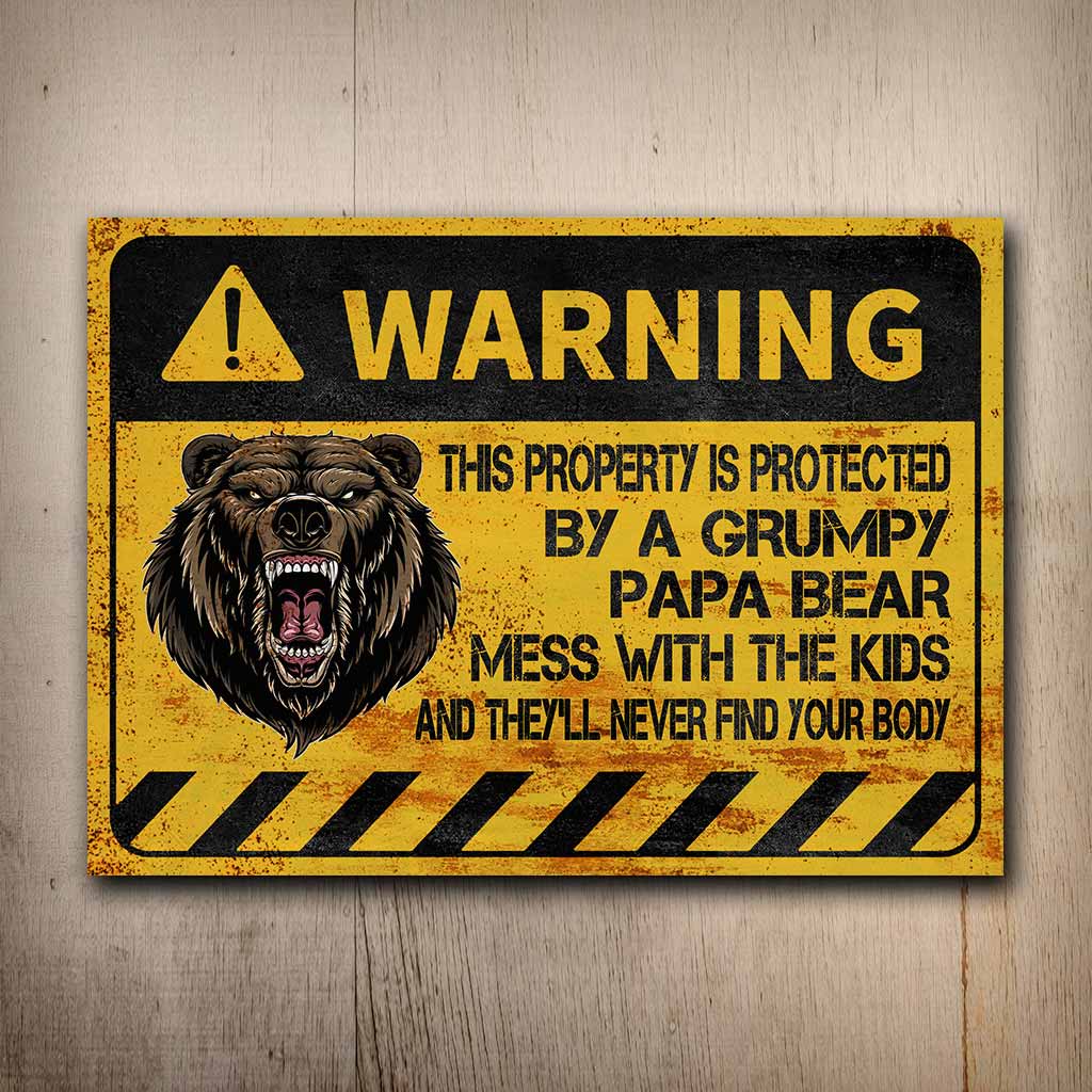 Warning Father's Day - Bear Rectangle Metal Sign