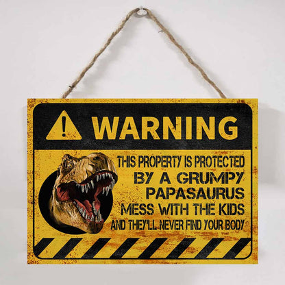 Warning Father's Day - Dinosaur Rectangle Metal Sign