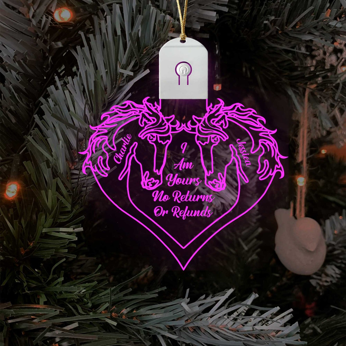 I'm Yours No Returns - Personalized Christmas Horse Shaped Led Acrylic Ornament