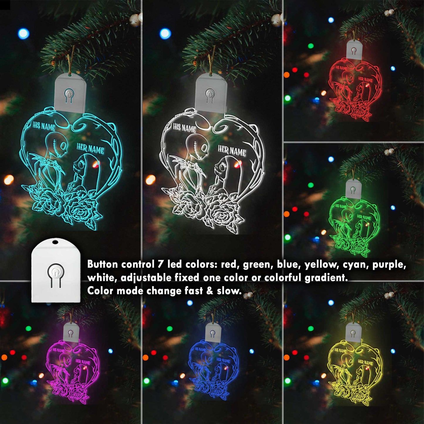 I'm Yours No Returns - Personalized Christmas Nightmare Shaped Led Acrylic Ornament