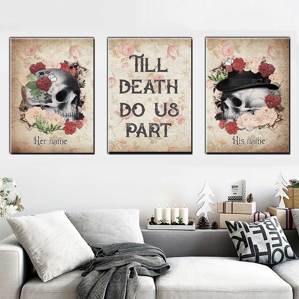 Till Death Do Us Part - Personalized Couple Skull Poster & Canvas Set