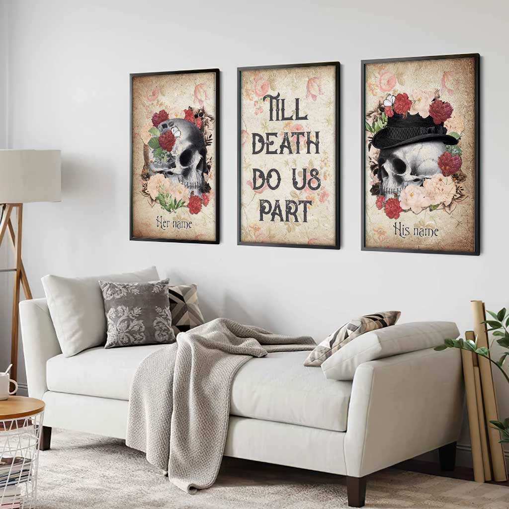 Till Death Do Us Part - Personalized Couple Skull Poster & Canvas Set