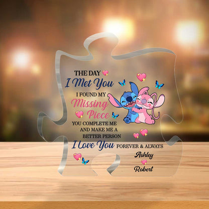 The Day I Met You - Personalized Couple Ohana Custom Shaped Acrylic Plaque