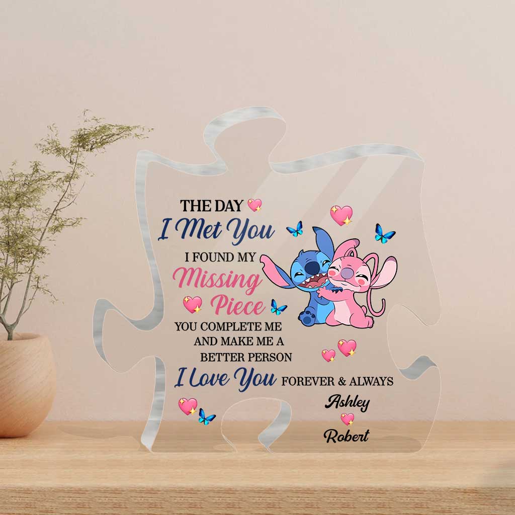 The Day I Met You - Personalized Couple Ohana Custom Shaped Acrylic Plaque