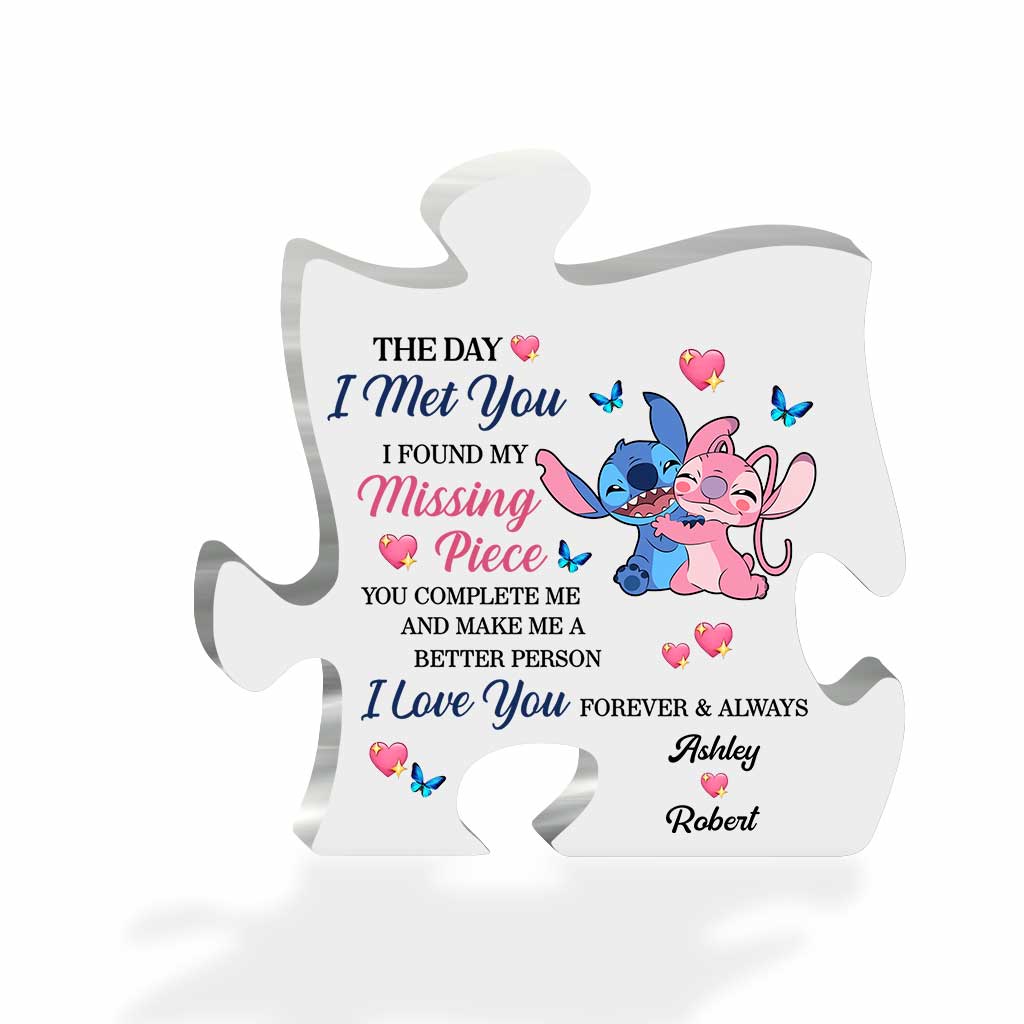 The Day I Met You - Personalized Couple Ohana Custom Shaped Acrylic Plaque