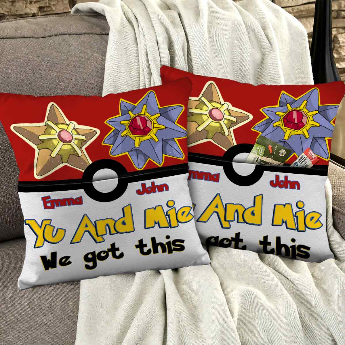 Yu And Mie We Got This - Personalized Monster Trainer Pocket Pillow