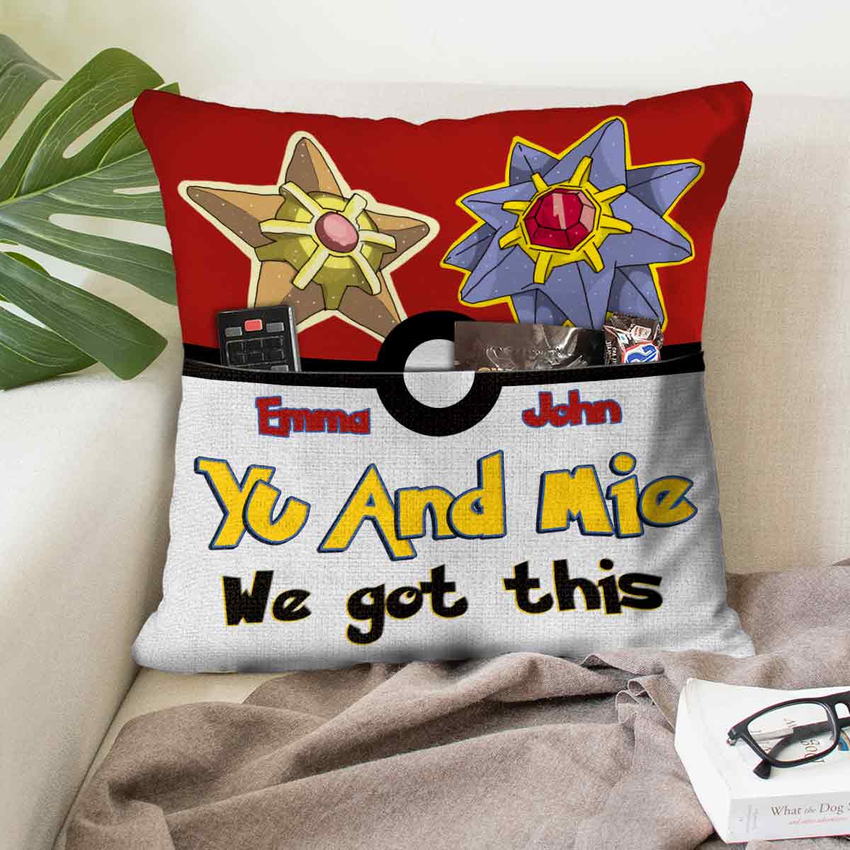 Yu And Mie We Got This - Personalized Monster Trainer Pocket Pillow