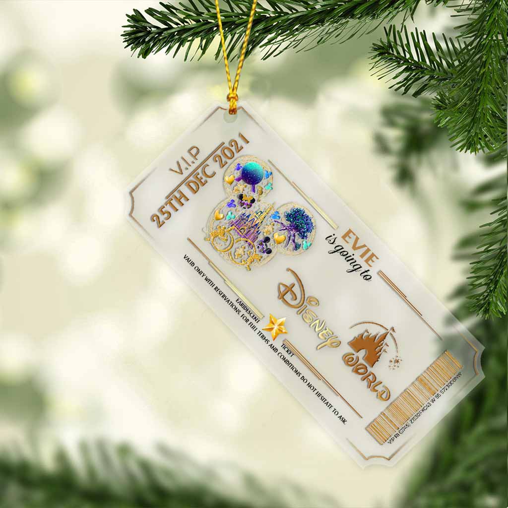 Going To Magic Kingdom Ticket - Personalized Christmas Mouse Transparent Ornament