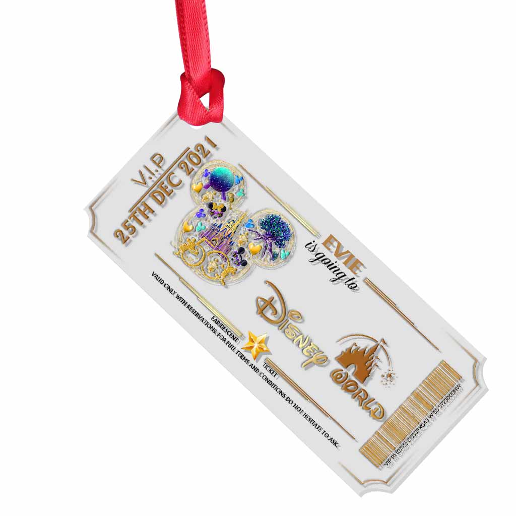 Going To Magic Kingdom Ticket - Personalized Christmas Mouse Transparent Ornament