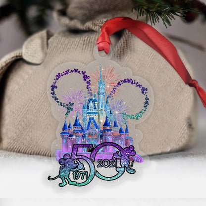 50 Years Of Magic World - Christmas Mouse Transparent Ornament (Printed On Both Sides)