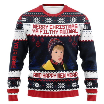 Merry Christmas Ya Filthy Animal - Personalized Sweater