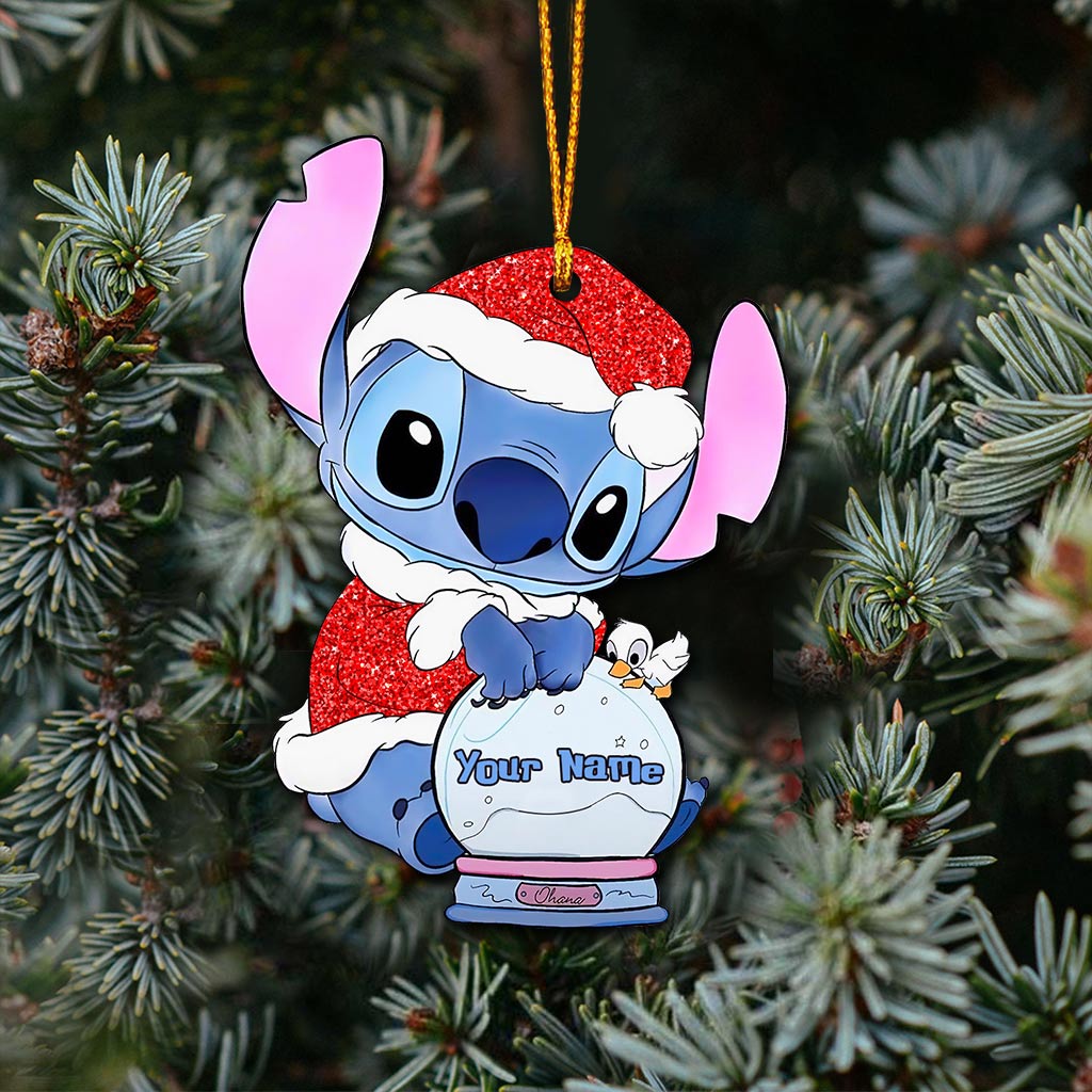 Ohana Christmas - Personalized Christmas Ohana Ornament (Printed On Both Sides)