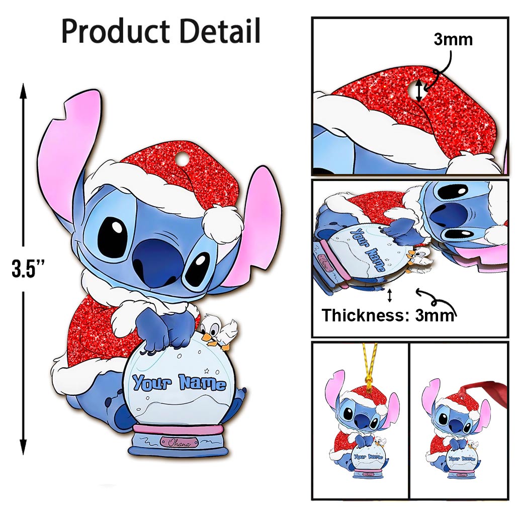 Ohana Christmas - Personalized Christmas Ohana Ornament (Printed On Both Sides)