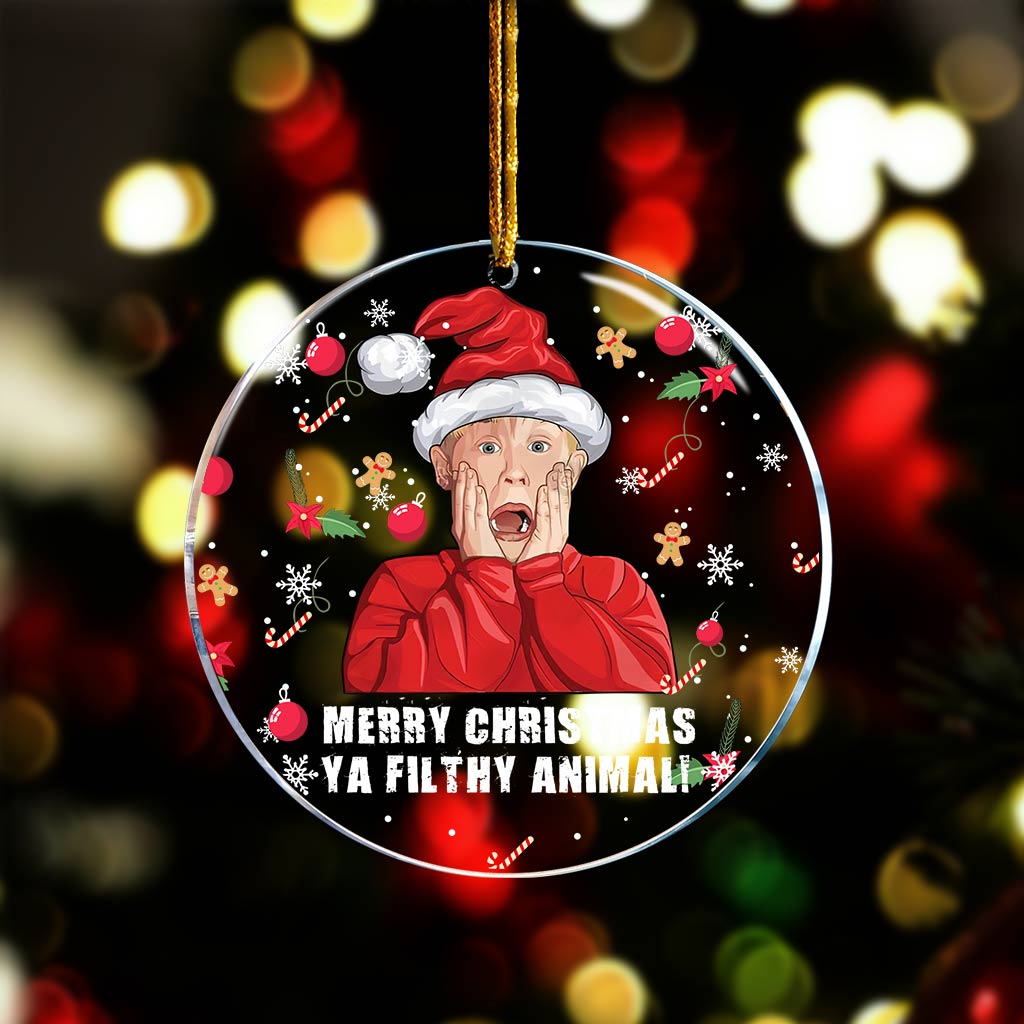 Merry Christmas Ya Filthy Animal - Christmas Transparent Ornament