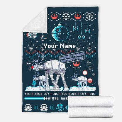 Merry Force Be With You - Personalized Christmas The Force Blanket