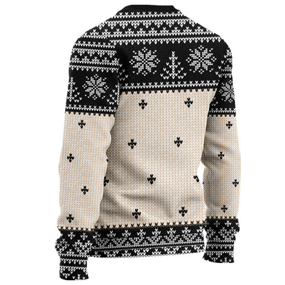 Here's To A Lousy Christmas - Personalized Sweater With Faux Wool Pattern Printed