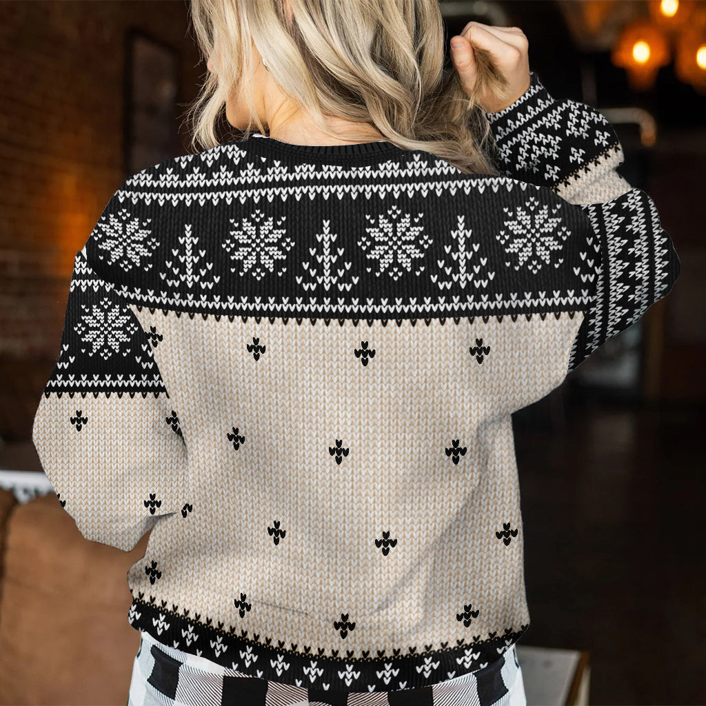 Here's To A Lousy Christmas - Personalized Sweater With Faux Wool Pattern Printed