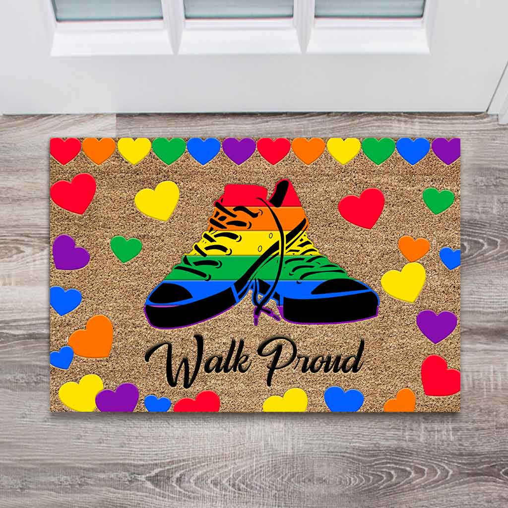 Walk Proud - LGBT Support Coir Pattern Print Doormat