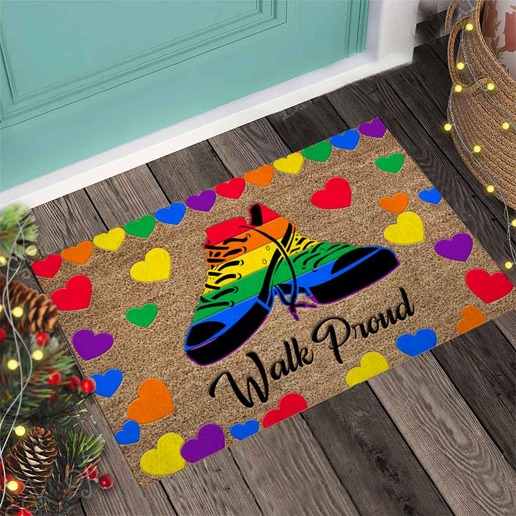 Walk Proud - LGBT Support Coir Pattern Print Doormat