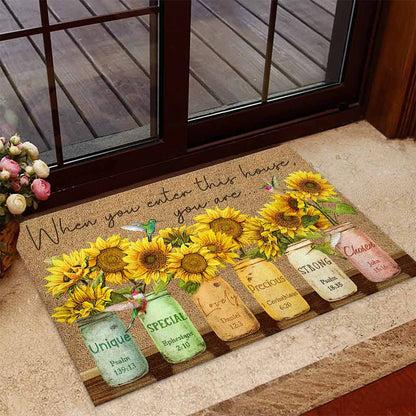 When You Enter This House - Sunflower Coir Pattern Print Doormat