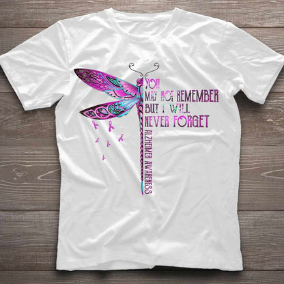 You May Not Remember Purple Dragonfly - Alzheimer Awareness T-shirt and Hoodie 102021