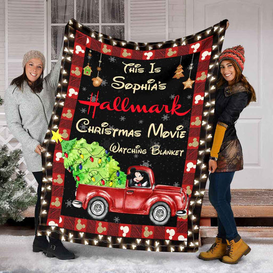 Christmas Movies Watching Blanket Mouse Ears - Personalized Christmas Blanket