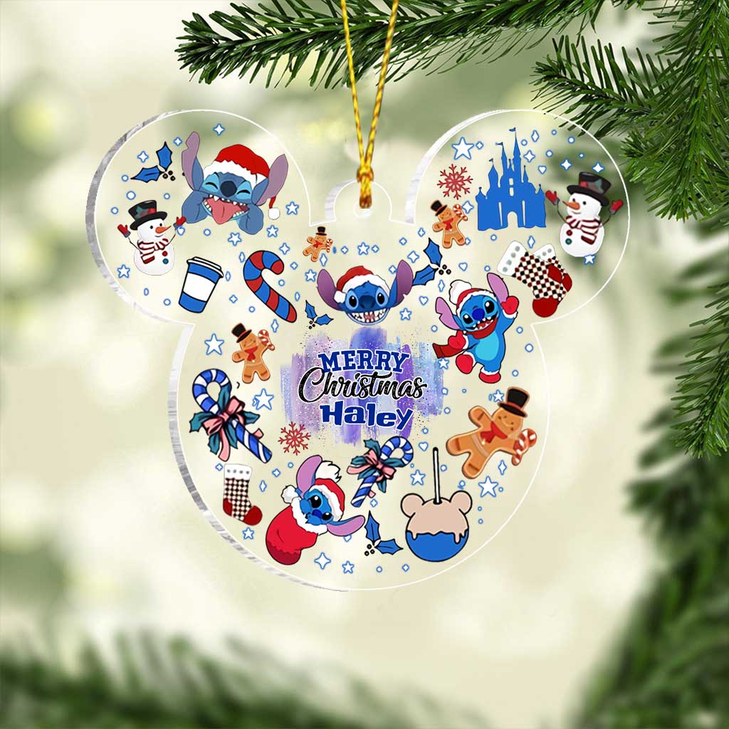 Ohana Merry Christmas - Personalized Transparent Ornament