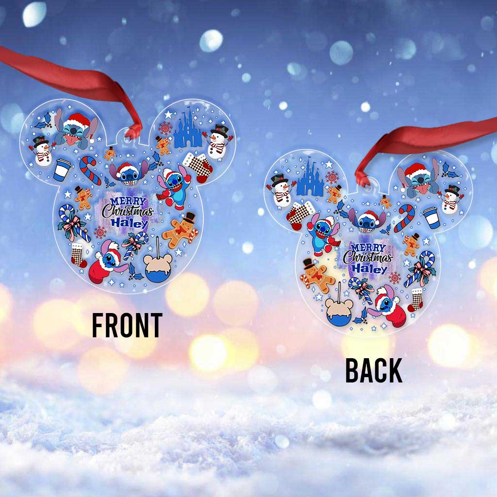 Ohana Merry Christmas - Personalized Transparent Ornament