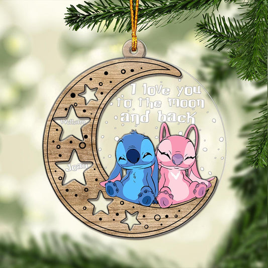 I Love You To The Moon And Back - Personalized Christmas Ohana Layers Mix Ornament