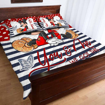 You & Me We Got This - Personalized Couple Mouse Quilt Set