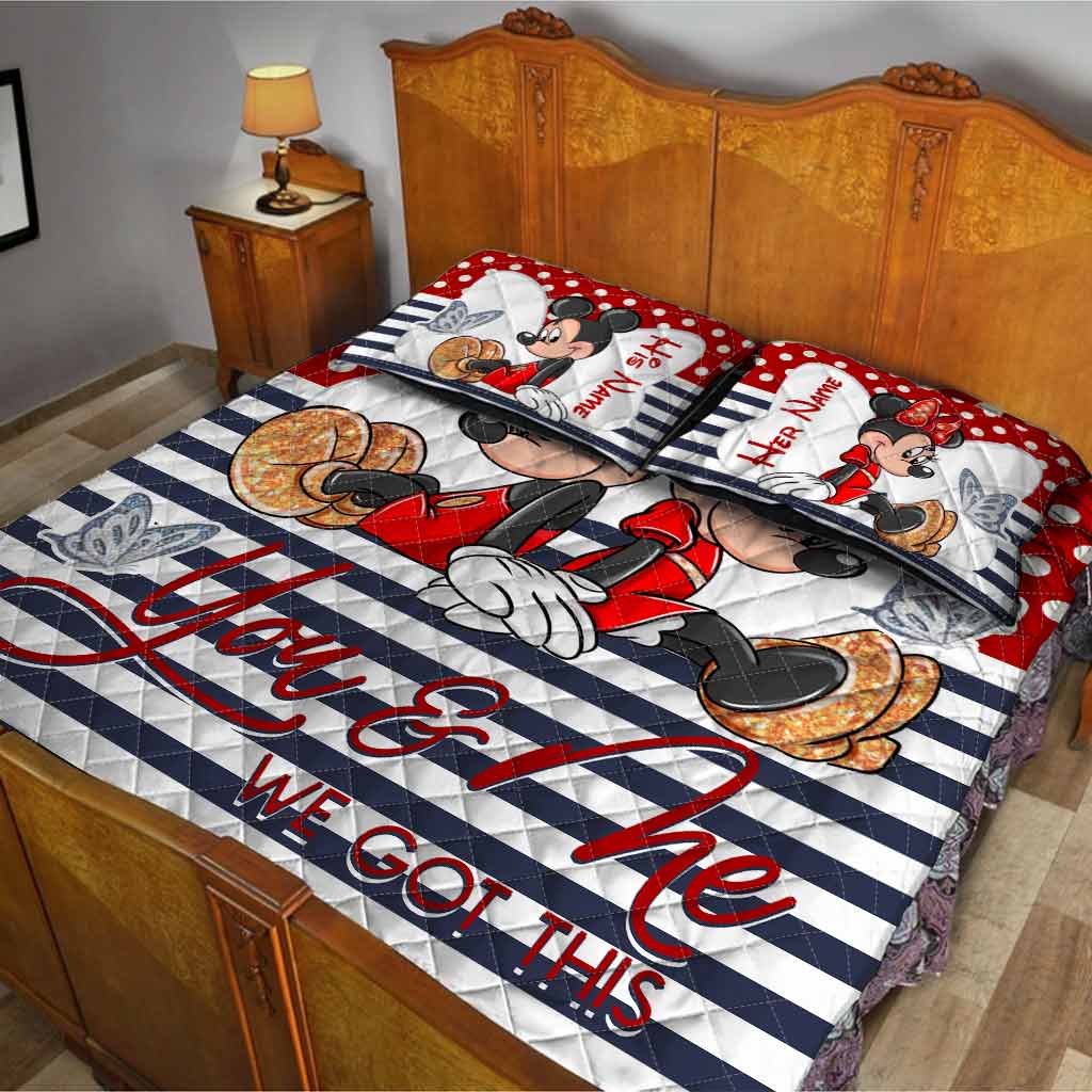 You & Me We Got This - Personalized Couple Mouse Quilt Set