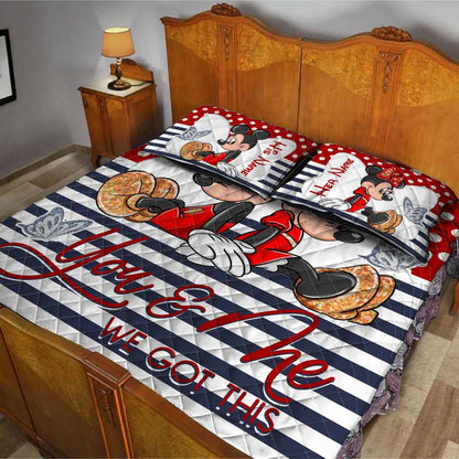 You & Me We Got This - Personalized Couple Mouse Quilt Set