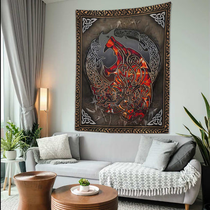 Viking Wolf Celtic Knot - Viking Wall Tapestry