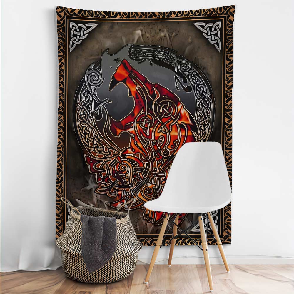 Viking Wolf Celtic Knot - Viking Wall Tapestry