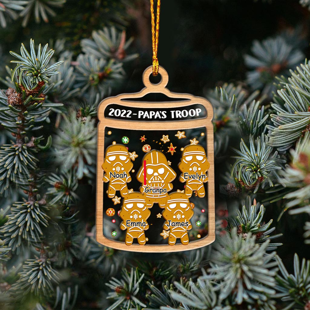 Papa's Troop - Personalized Christmas Grandpa Layers Mix Ornament